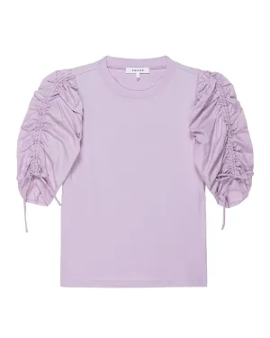 Lilac Ruched Tie Sleeve Tee