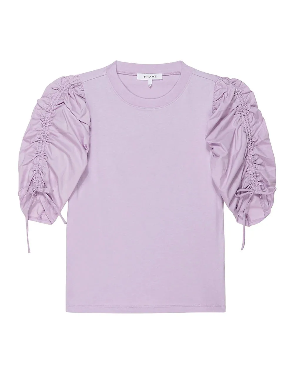 Lilac Ruched Tie Sleeve Tee