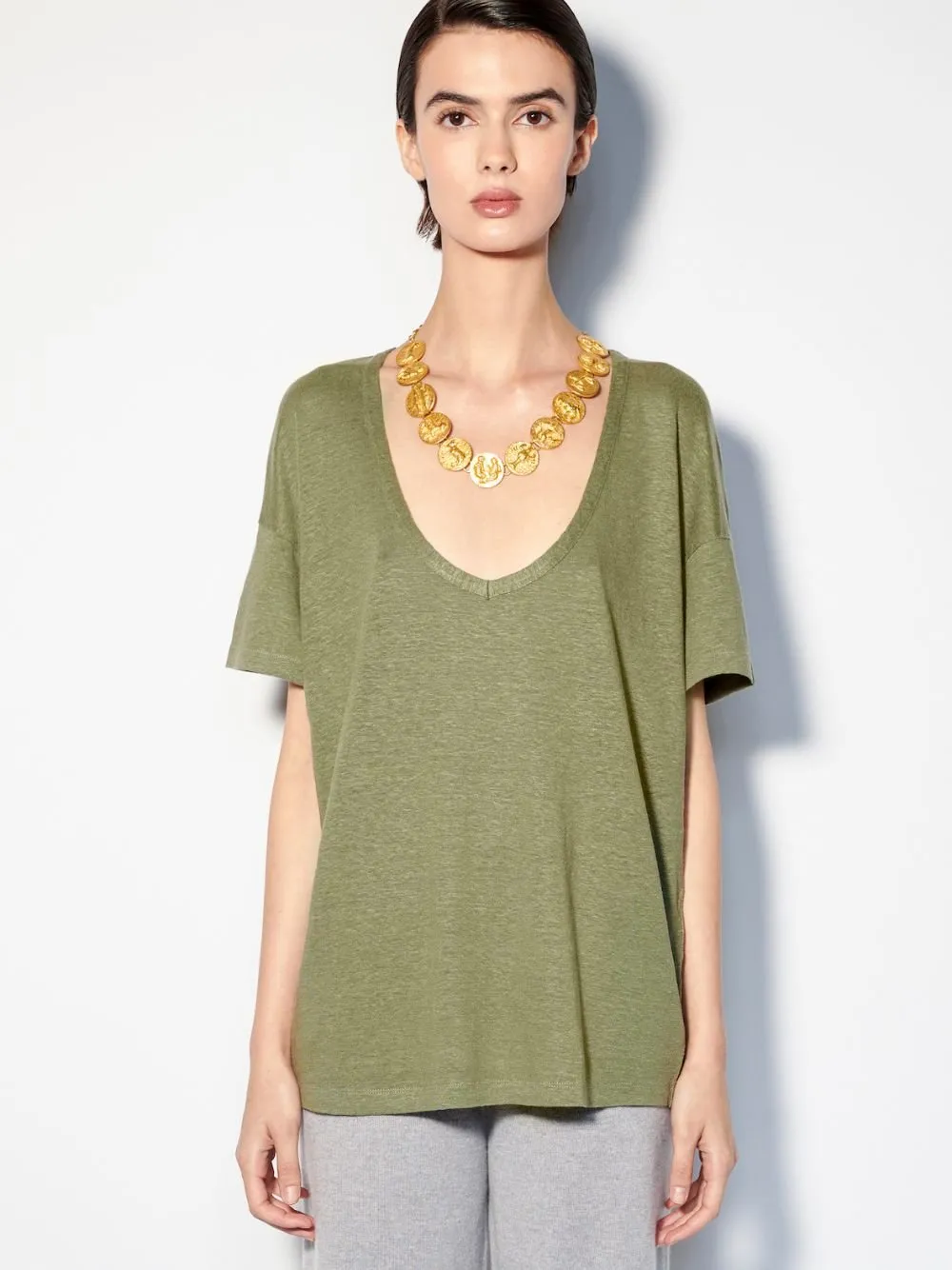 Linen V-Neck T-shirt