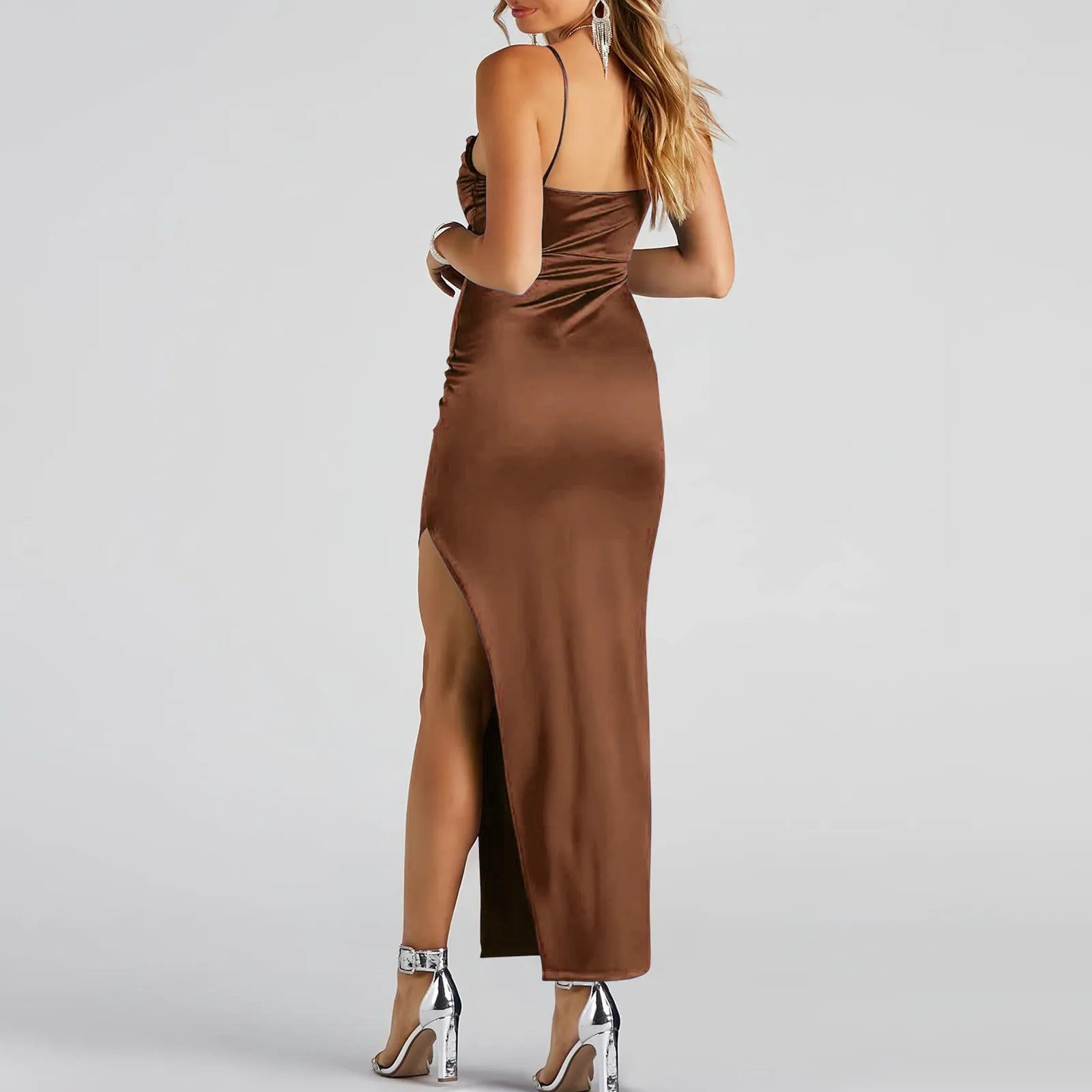 Lola High Slit Charming Satin Dress 2