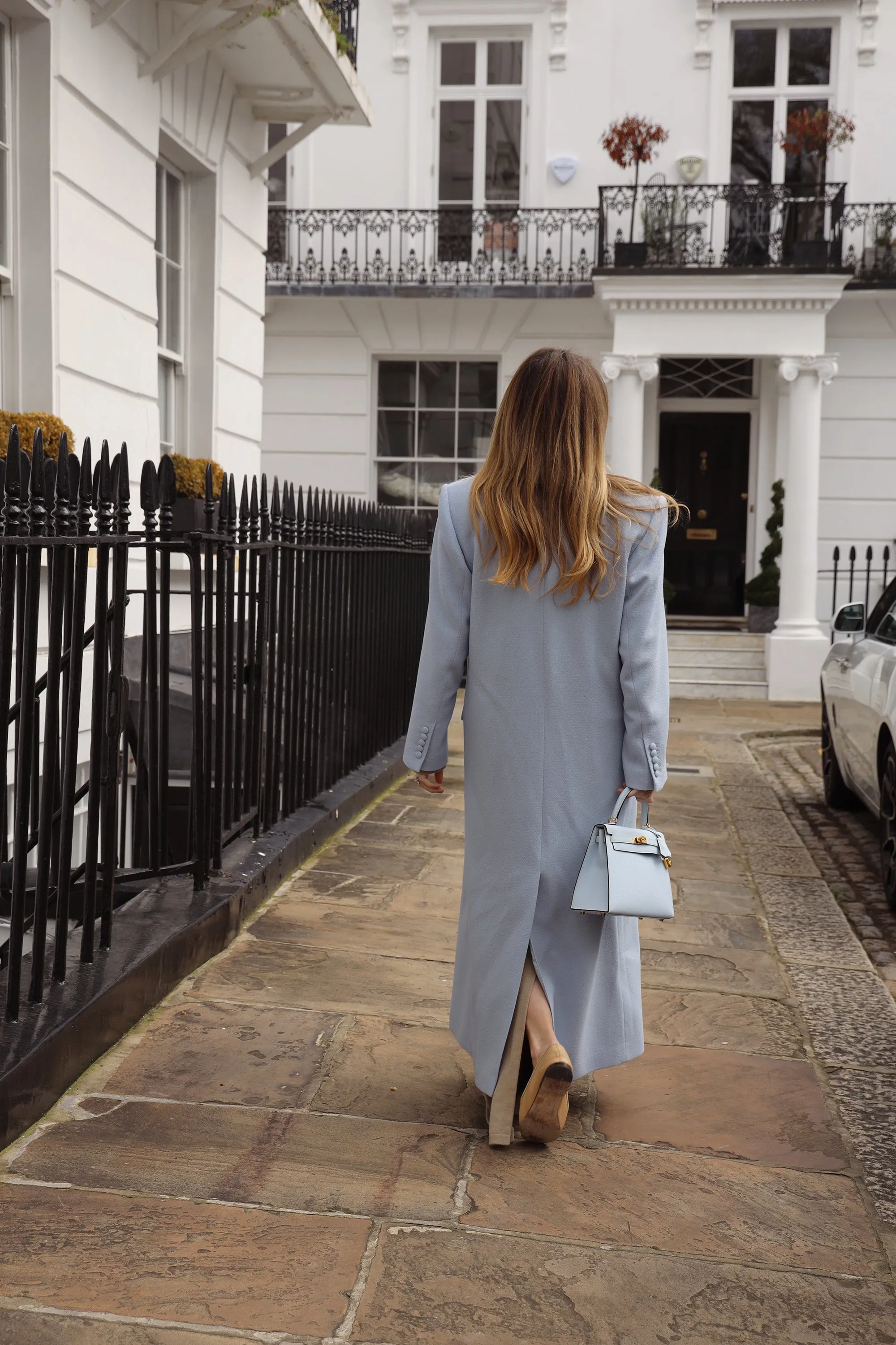 London Duster Coat in Powder Blue