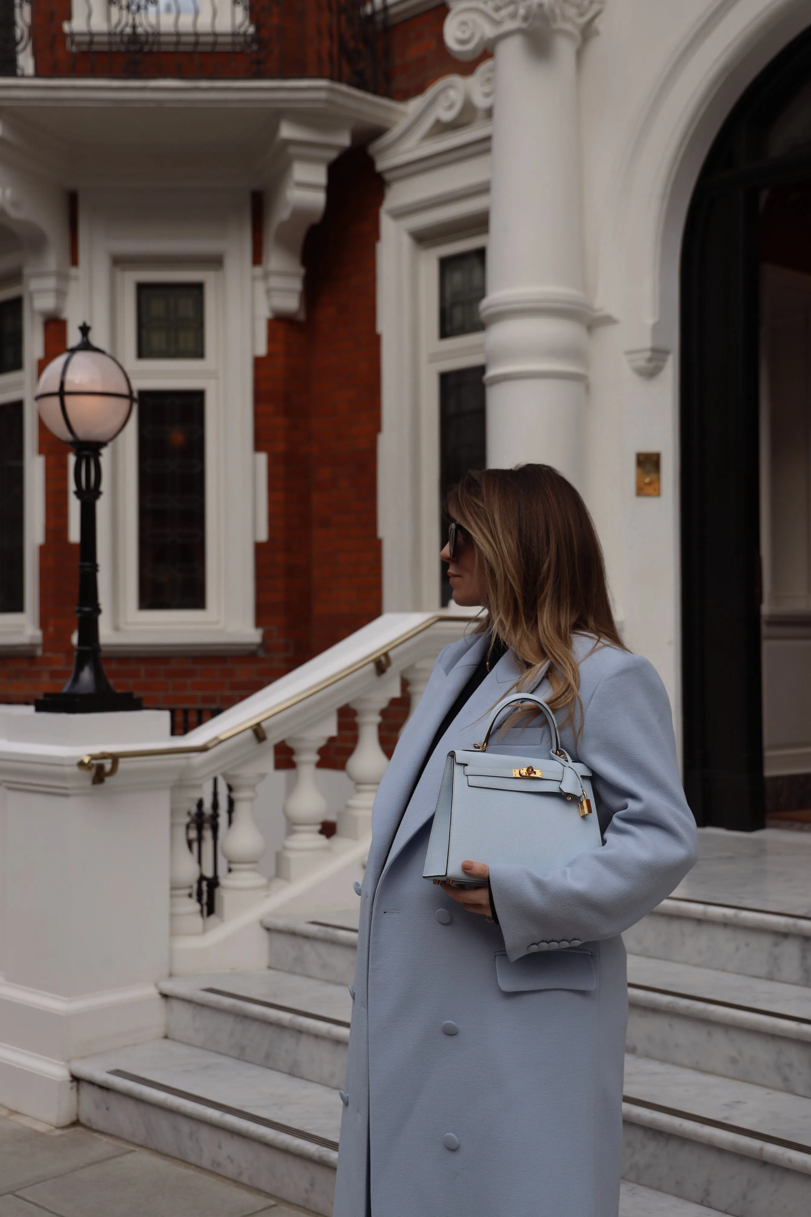 London Duster Coat in Powder Blue