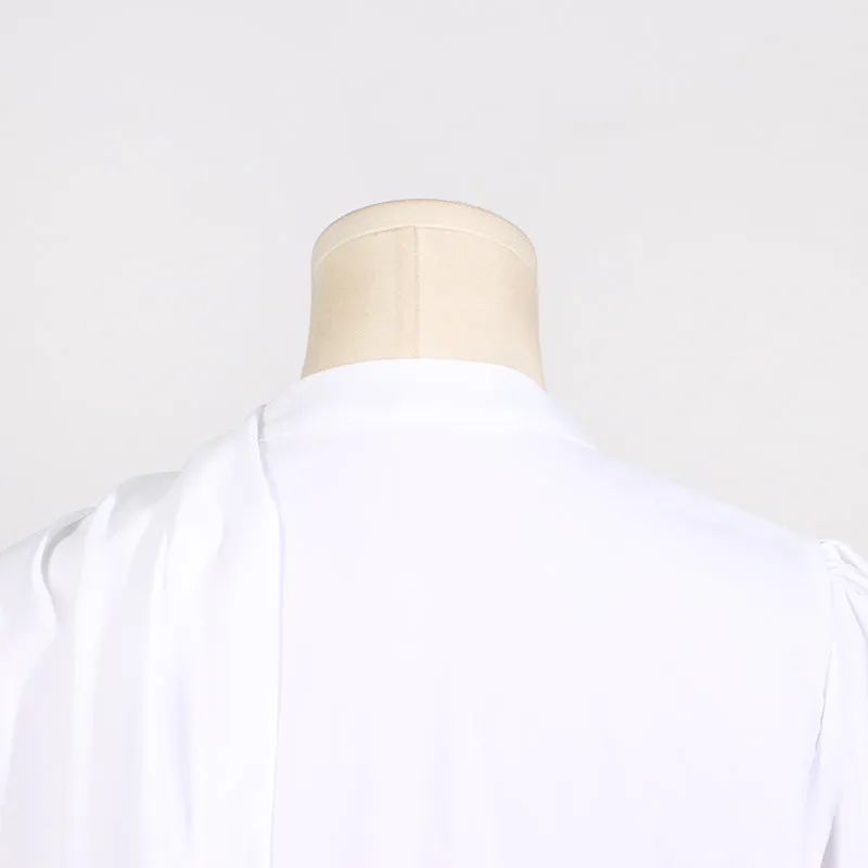 LONG TIE BLOUSE - WHITE