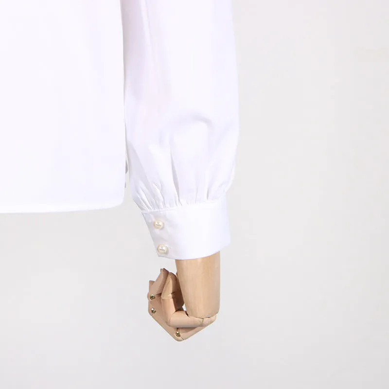 LONG TIE BLOUSE - WHITE