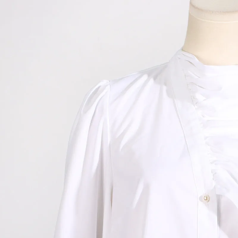 LONG TIE BLOUSE - WHITE