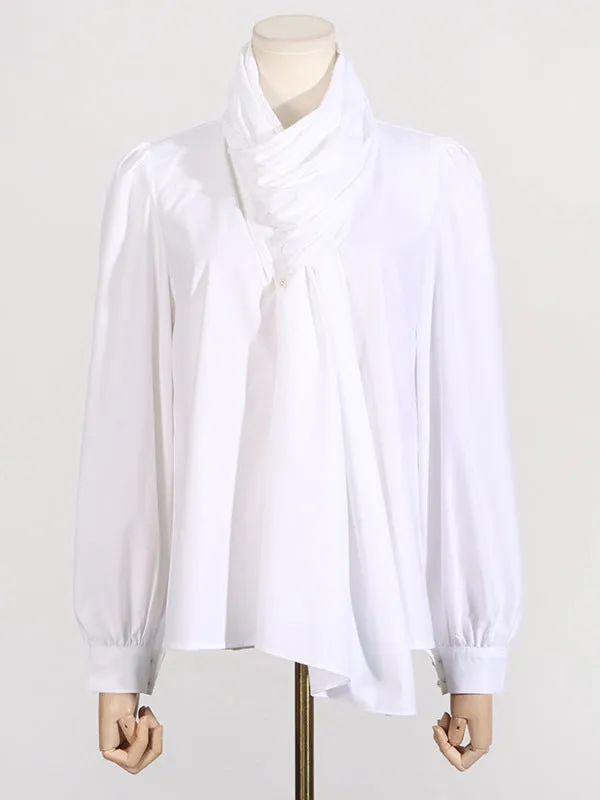 LONG TIE BLOUSE - WHITE