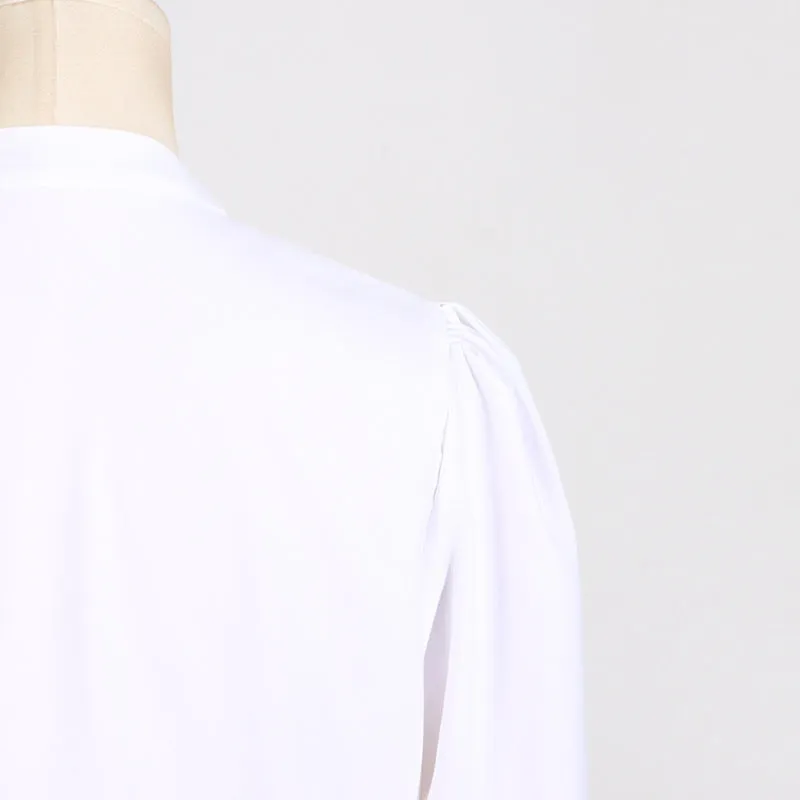 LONG TIE BLOUSE - WHITE