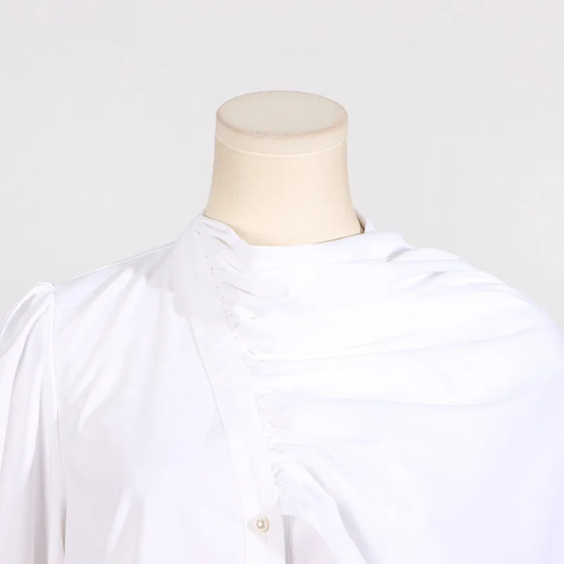 LONG TIE BLOUSE - WHITE