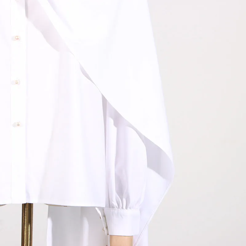 LONG TIE BLOUSE - WHITE