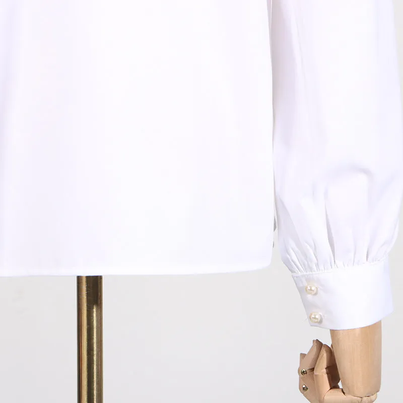 LONG TIE BLOUSE - WHITE
