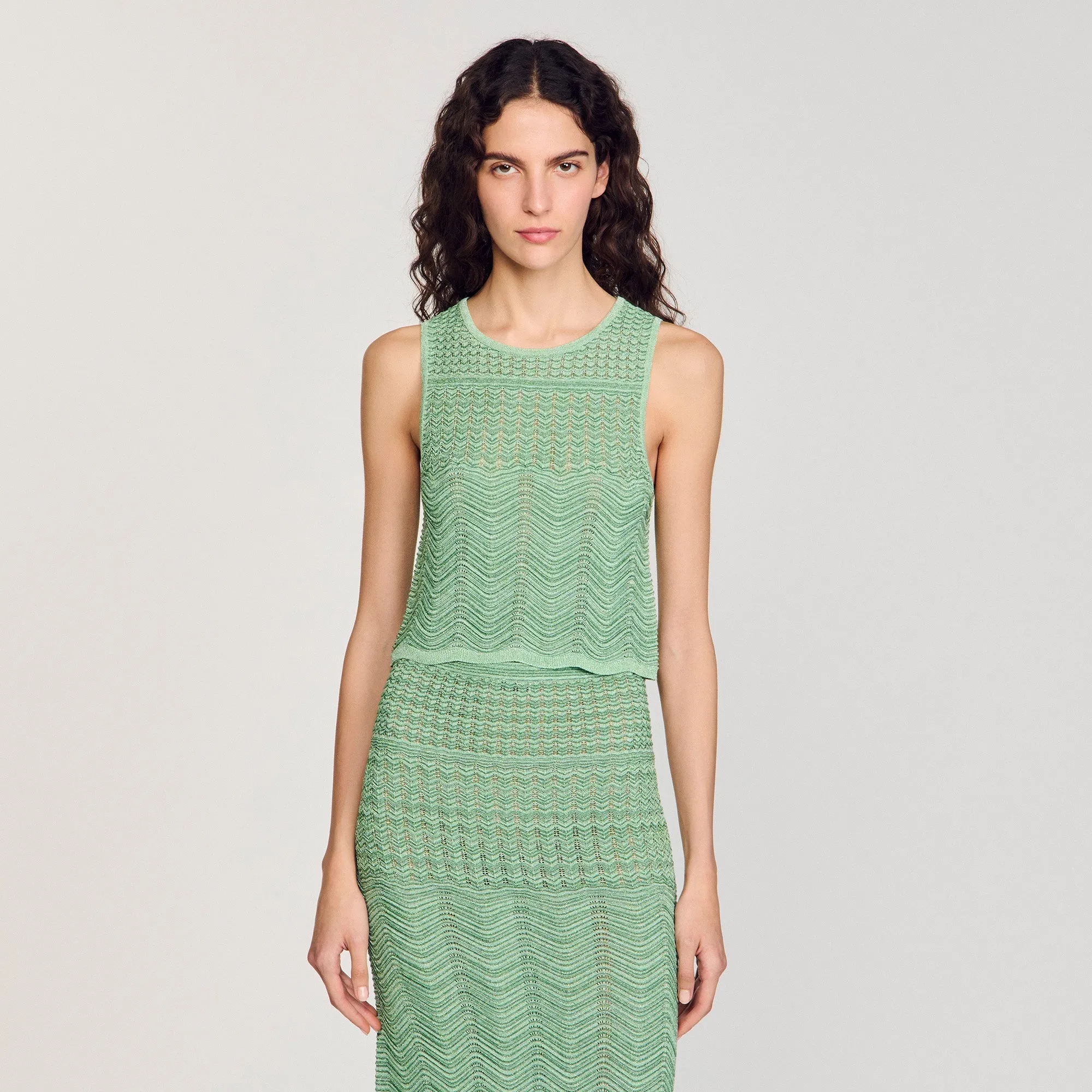 Lulu Decorative Knit Top Mint