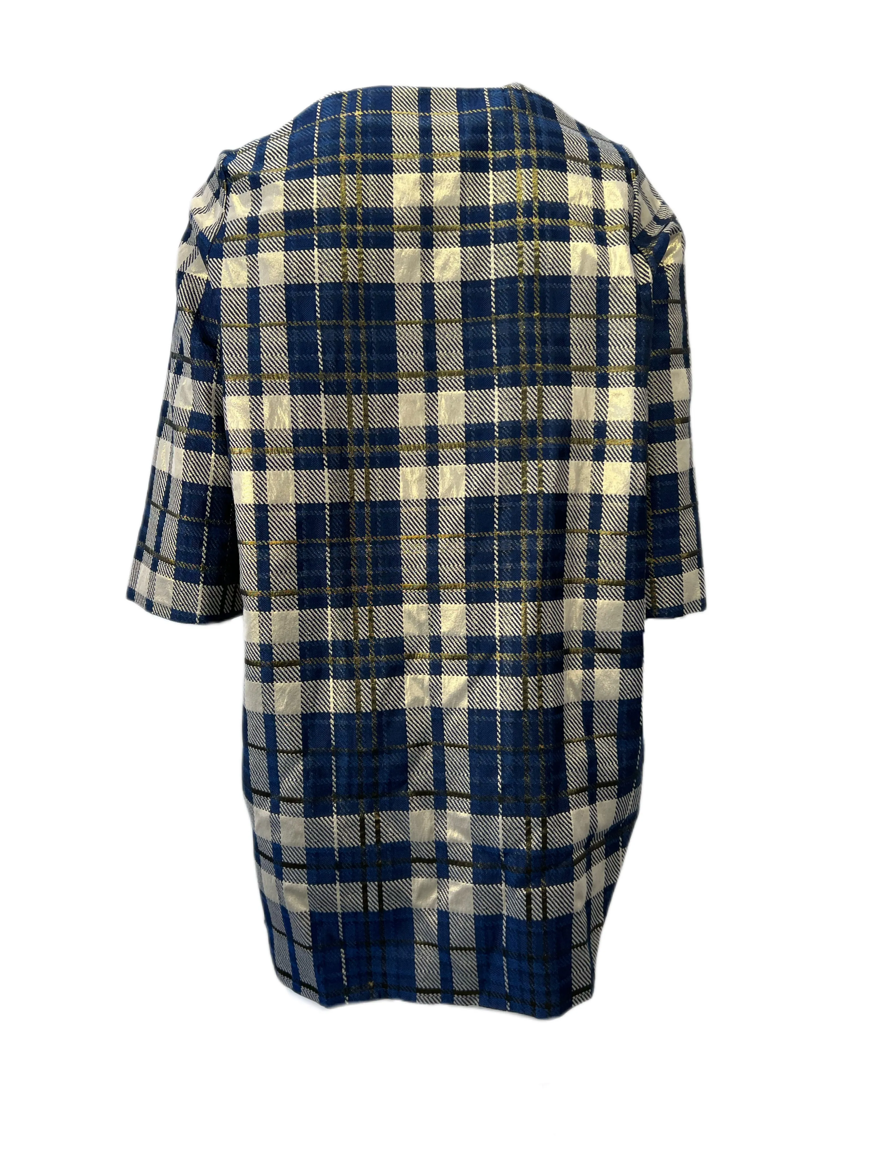Marina Rinaldi Women's Navy Tiara Plaid Duster Coat Size 18W/27 NWT