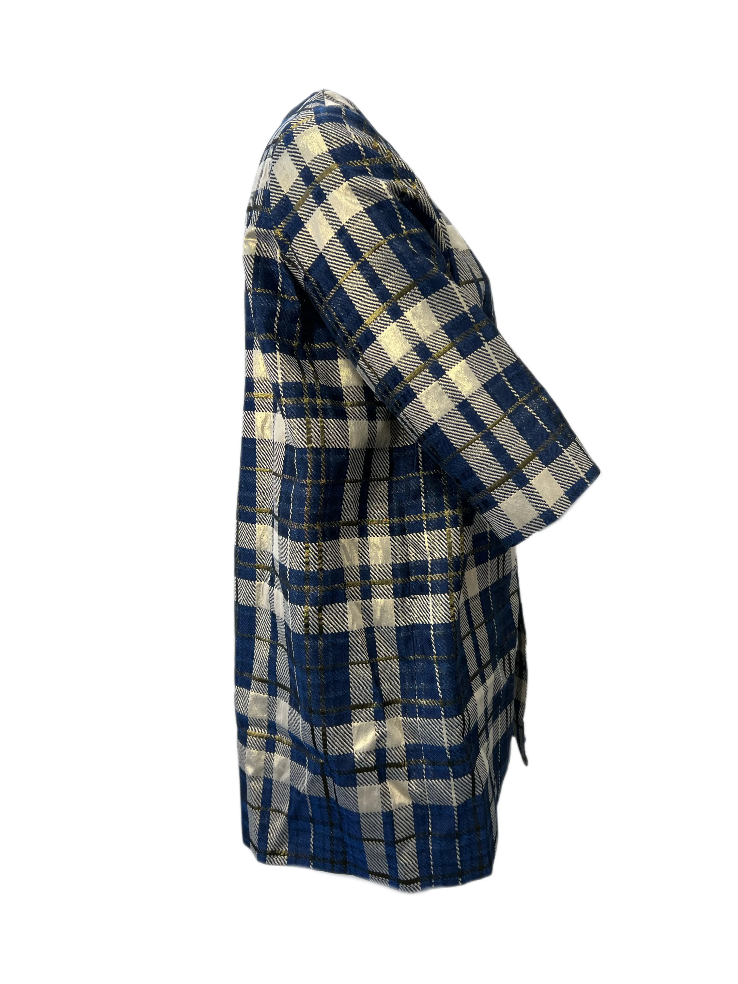 Marina Rinaldi Women's Navy Tiara Plaid Duster Coat Size 18W/27 NWT