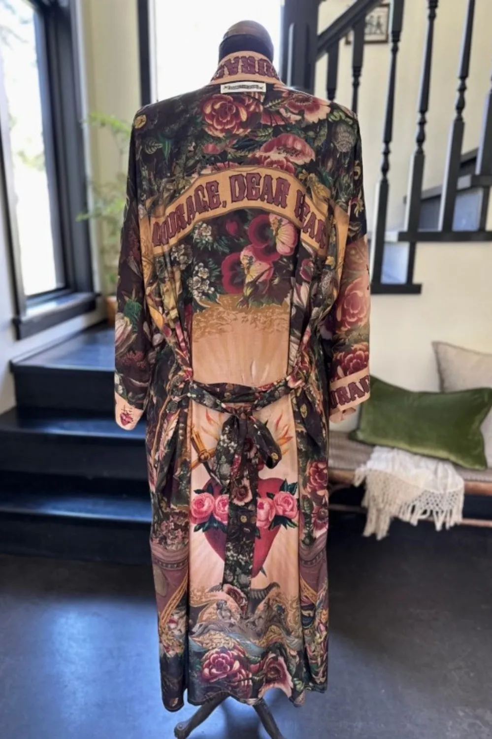 MARKET OF STARS COURAGE DEAR HEART BAMBOO KIMONO DUSTER WITH SACRED HEART