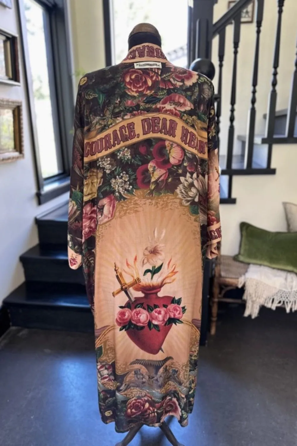 MARKET OF STARS COURAGE DEAR HEART BAMBOO KIMONO DUSTER WITH SACRED HEART