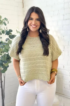 Matcha Cream Scallop Edge Sweater