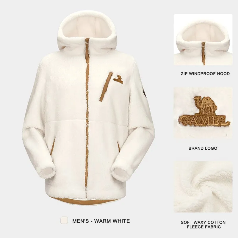 Men's Winter Coats Gold Outdoor Polar Fleece Jacket Autumn Warm Thicken Hooded Coats