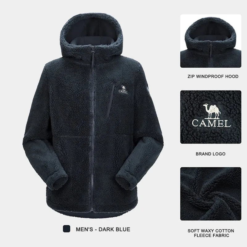 Men's Winter Coats Gold Outdoor Polar Fleece Jacket Autumn Warm Thicken Hooded Coats