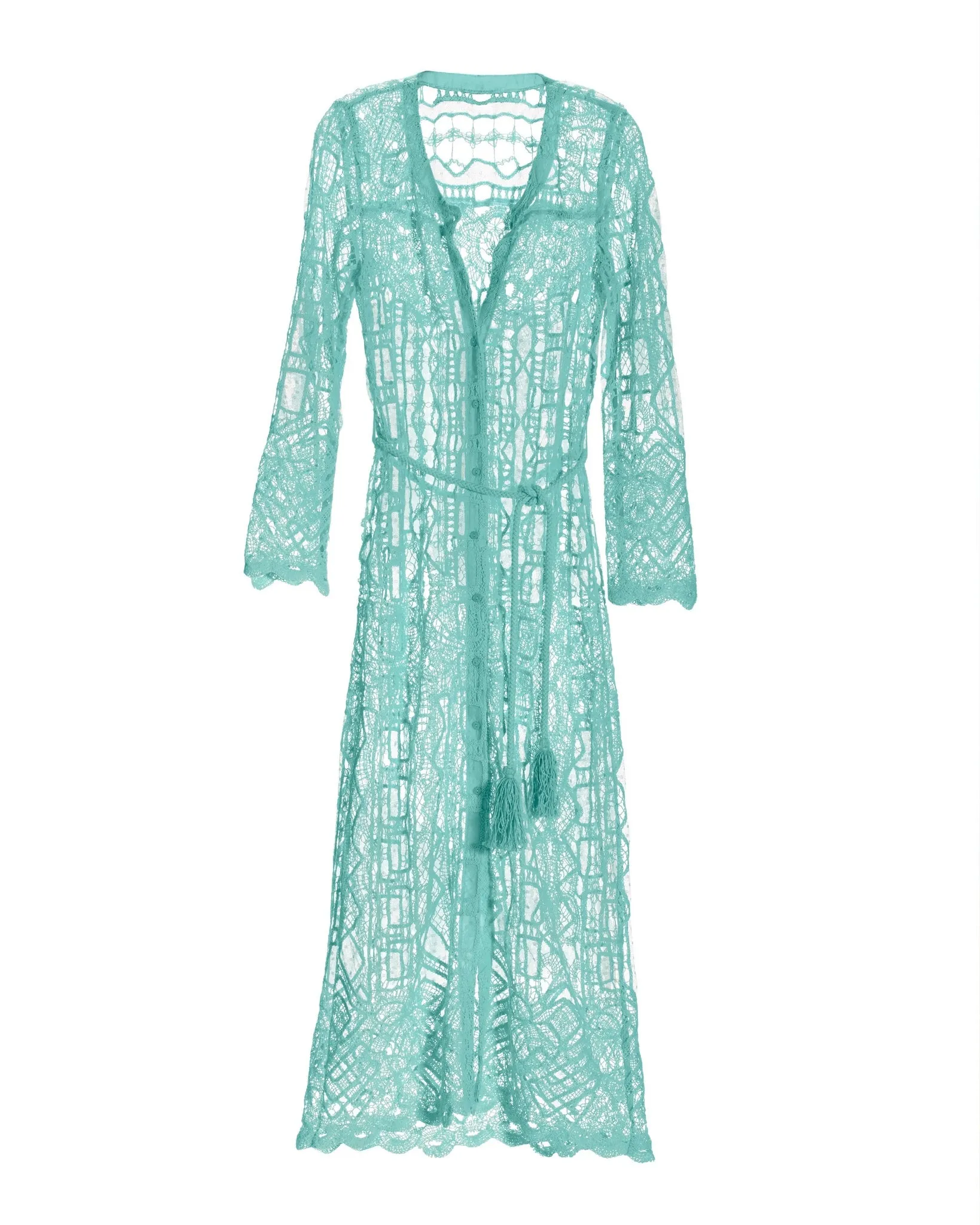 Mesh Crochet Mix Duster Tanager Turquoise