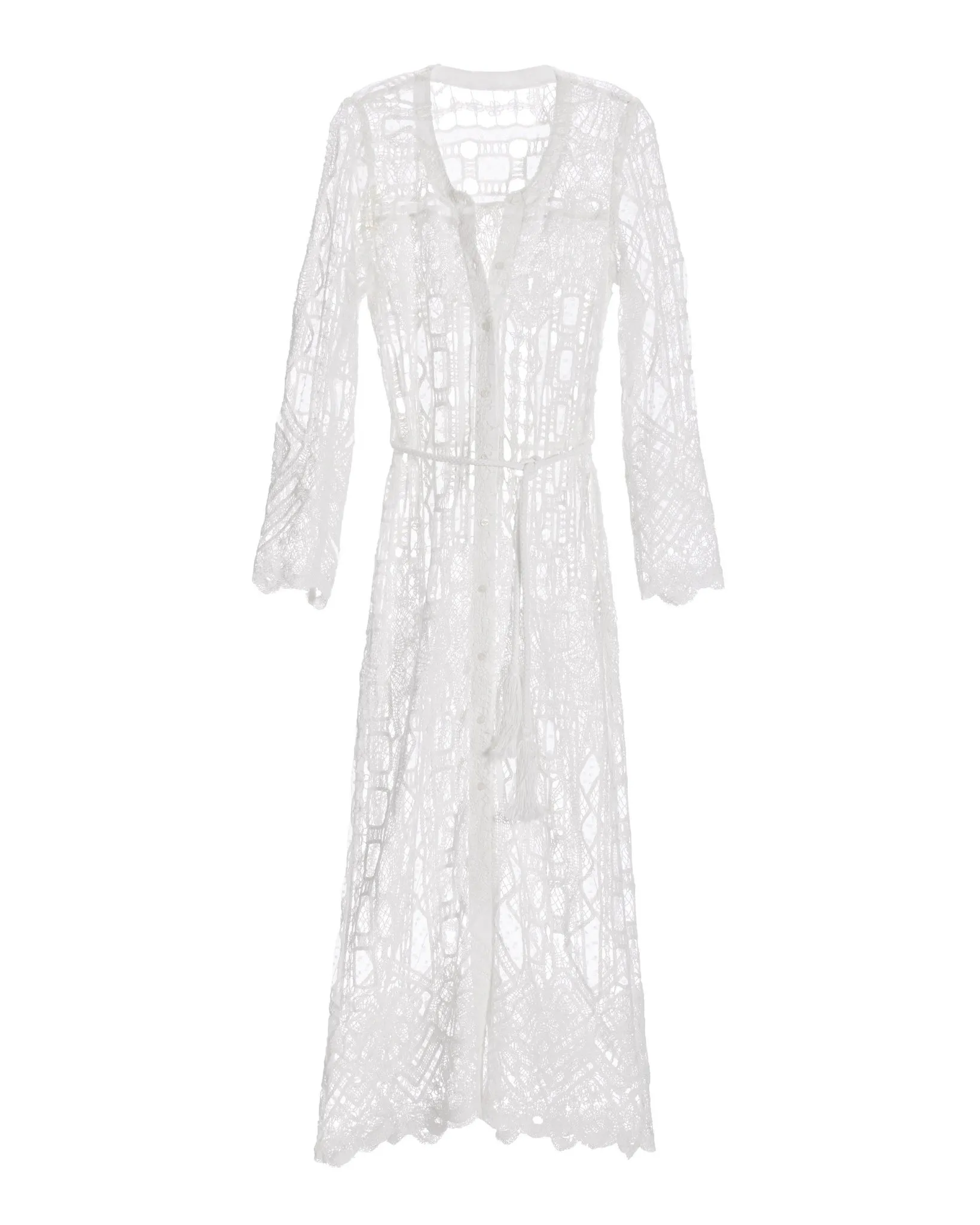 Mesh Crochet Mix Duster White