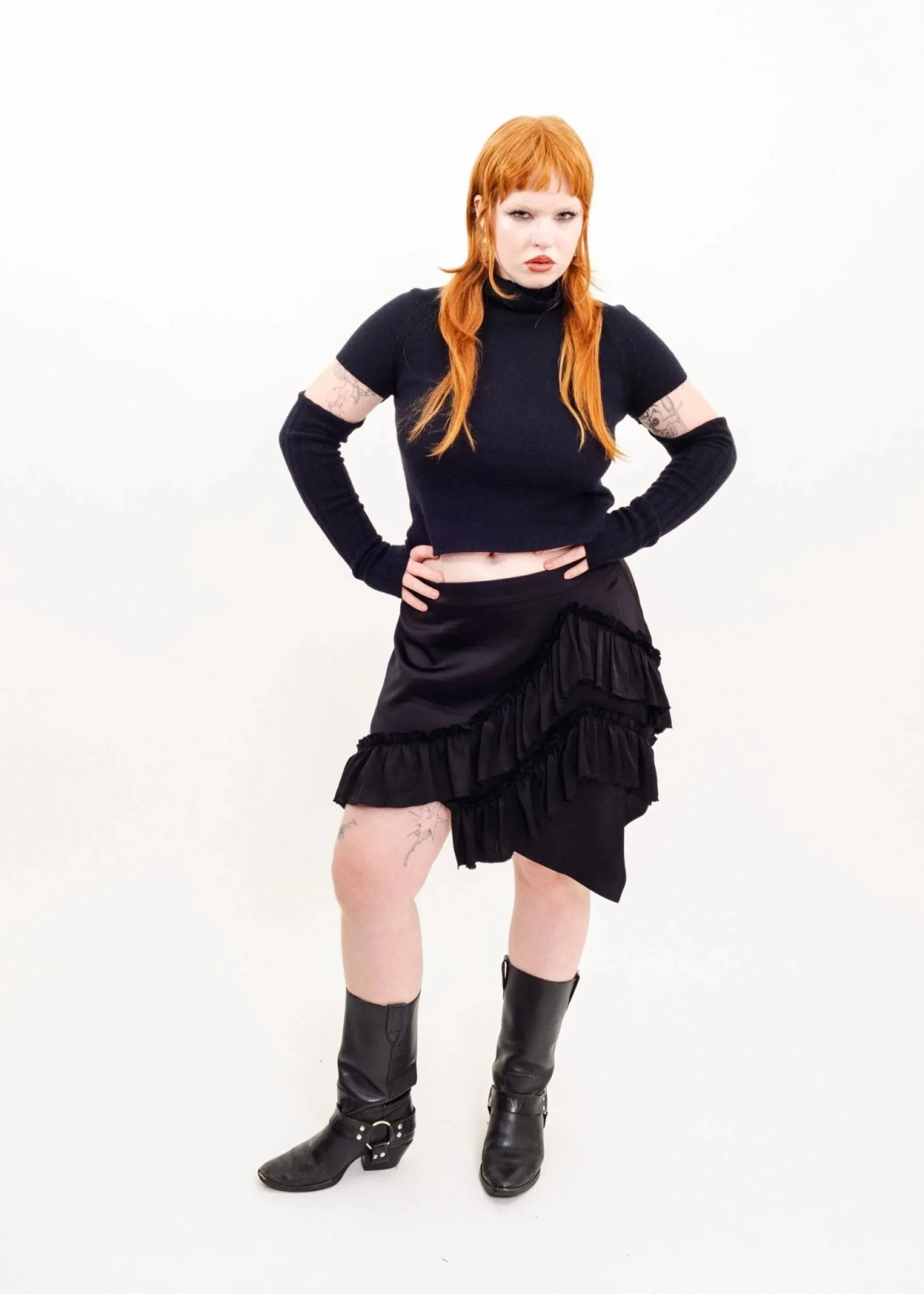 Mini Fray Skirt- Black Viscose