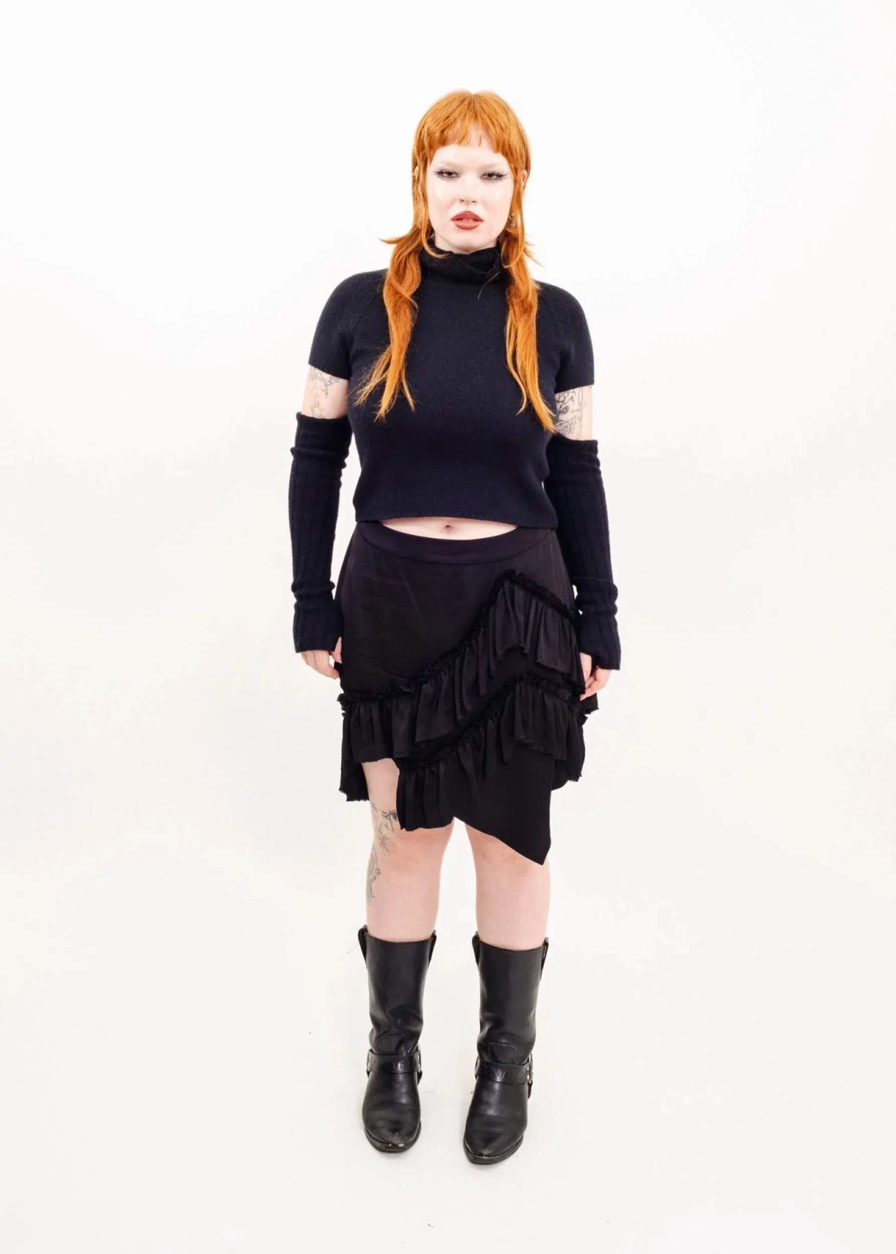 Mini Fray Skirt- Black Viscose