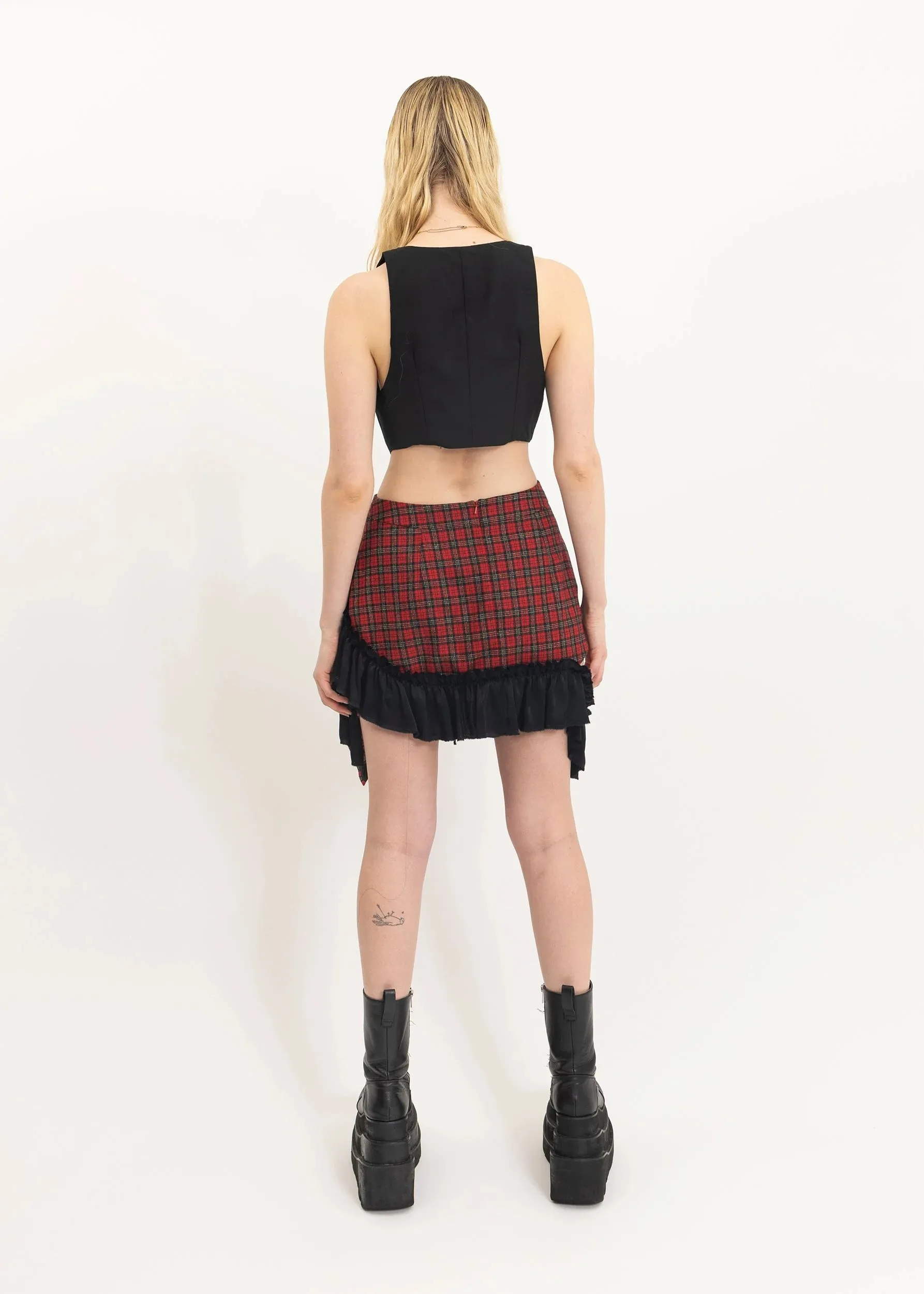 Mini Fray Skirt- Red Tartan Wool *BB Exclusive*