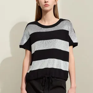 Minimalist Women's Wide Striped Crewneck Jumper