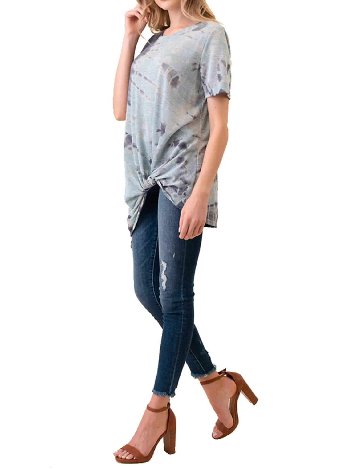MINT PLUS PINK Women Casual Summer Tie Dye Tunic T-Shirt and Top/Womens Short Sleeve Blouses