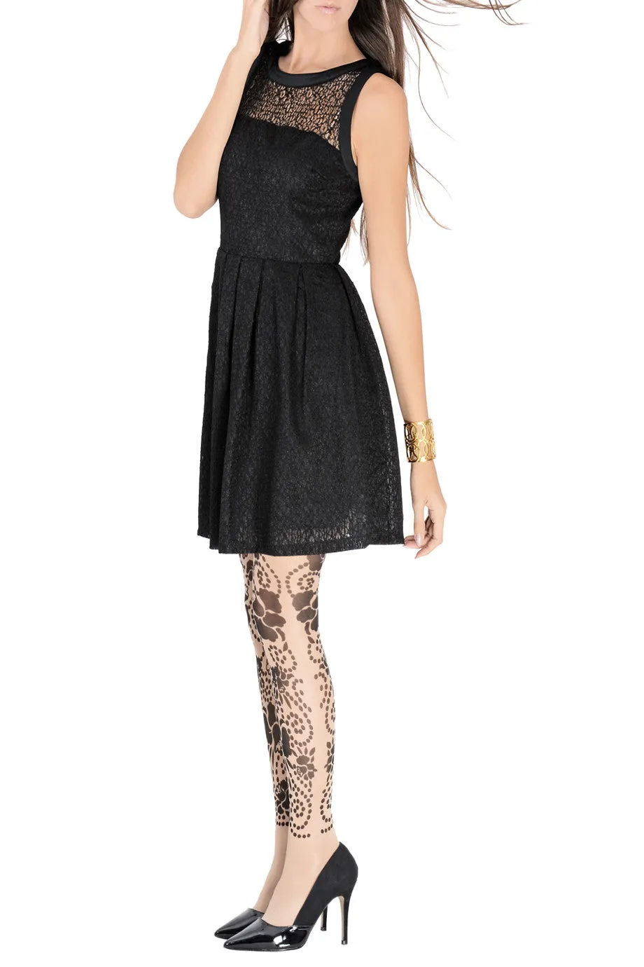 MISMA Black Lace Sleeveless Dress