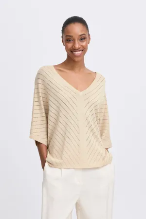 Mobbe V Neck Jumper | Frosted Almond
