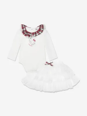 Monnalisa Baby Girls Bodysuit With Tulle Skirt in Ivory