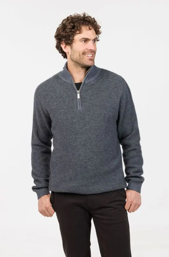 NATIVE WORLD TEXTURED HALF ZIP SWEATER
