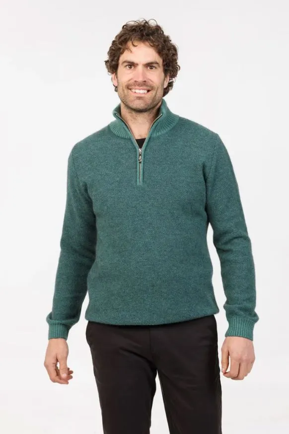 NATIVE WORLD TEXTURED HALF ZIP SWEATER