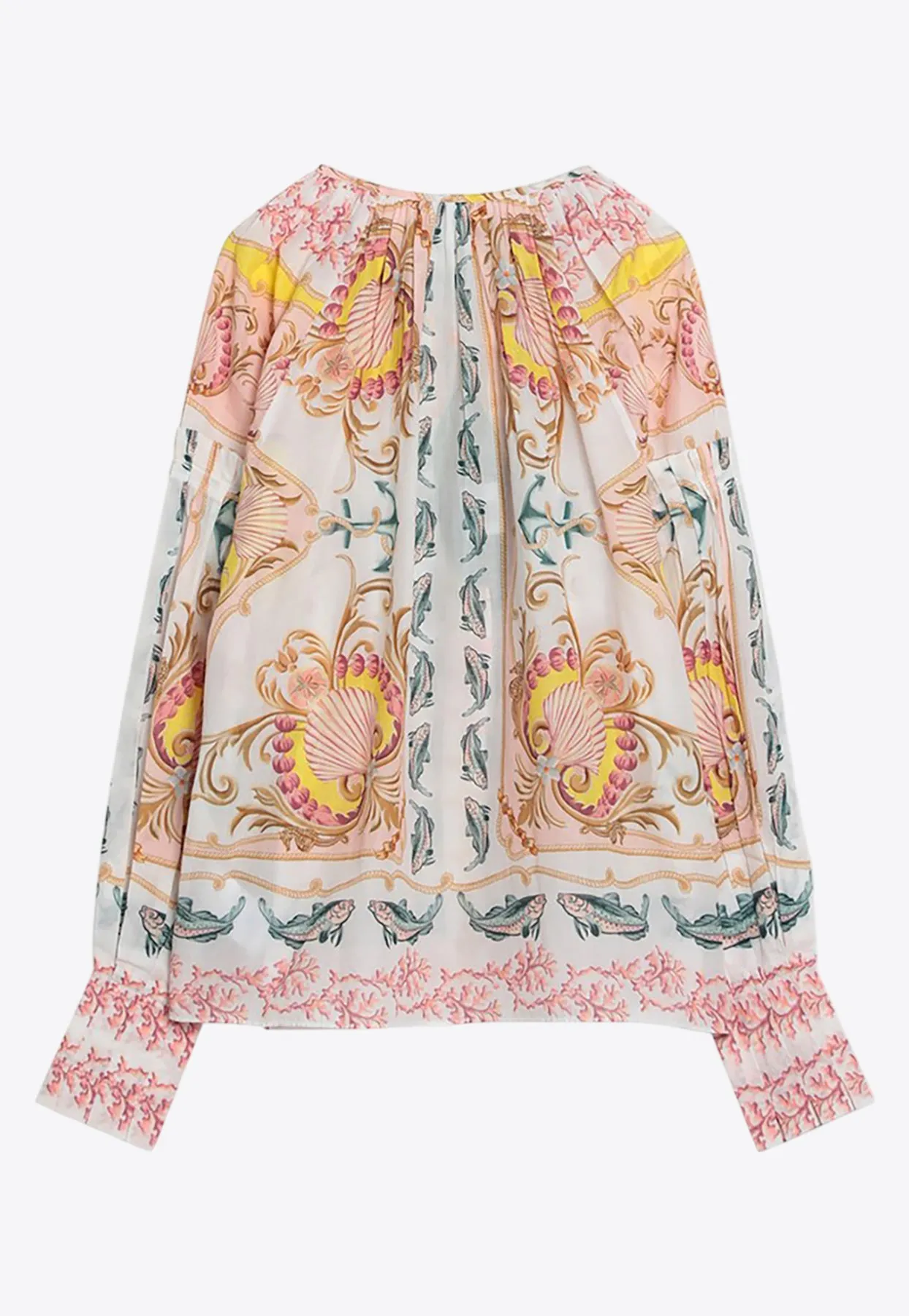 Nautical Print Tied Blouse