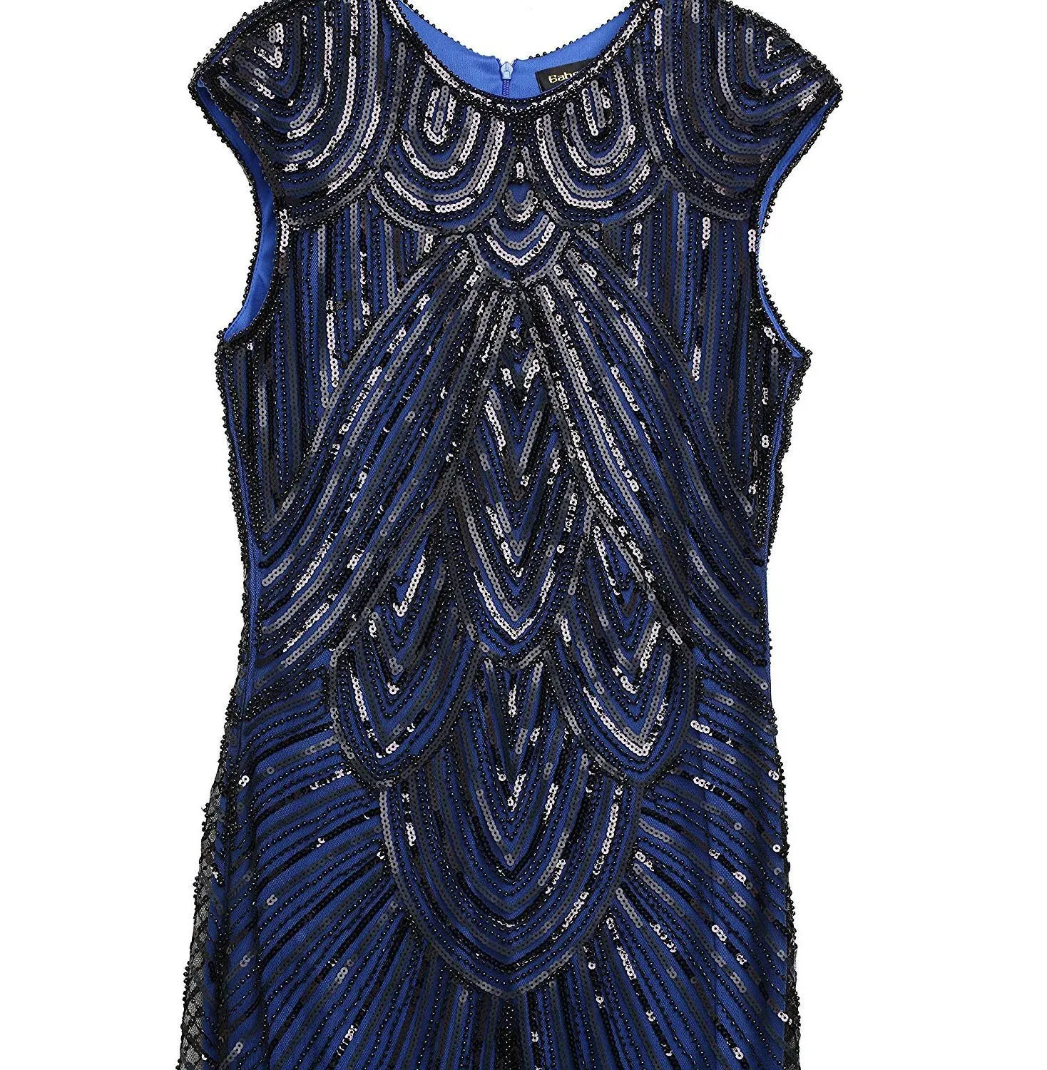 Navy Blue 1920s Flapper Dress Gatsby Event Art Deco Downton Abbey Charleston|JaosWish