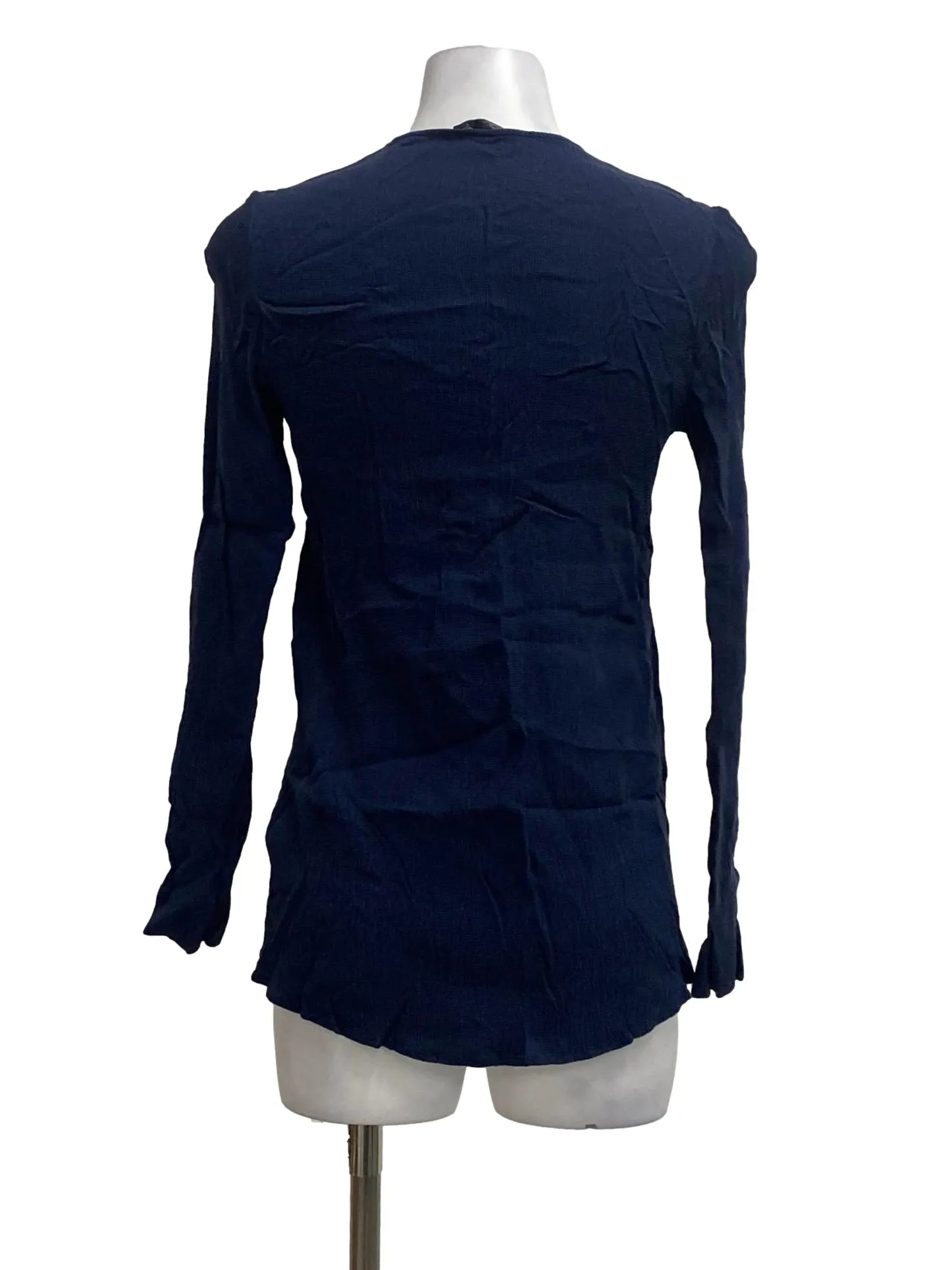 Navy Blue V-Neck Long Sleeved Top