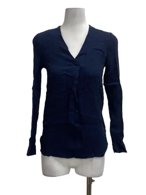 Navy Blue V-Neck Long Sleeved Top