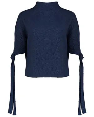 Navy Flou Bubble Jacquard Pedernal Top