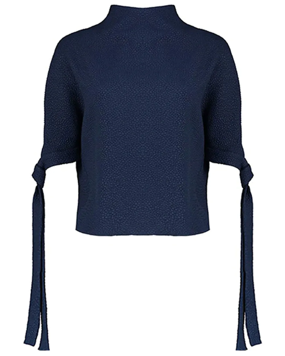Navy Flou Bubble Jacquard Pedernal Top