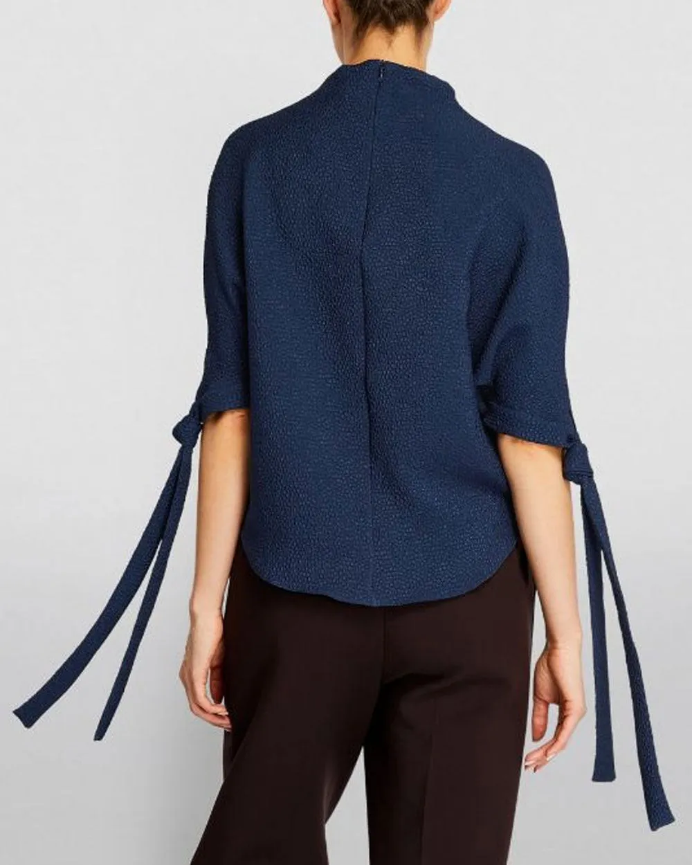Navy Flou Bubble Jacquard Pedernal Top