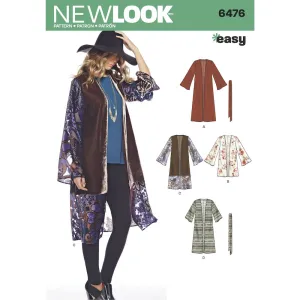 Newlook Pattern 6476 Misses' Easy Kimono with Length and Sleeve Variation