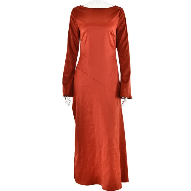 O-neck Long Sleeve Backless Split Birthday Party Dresses