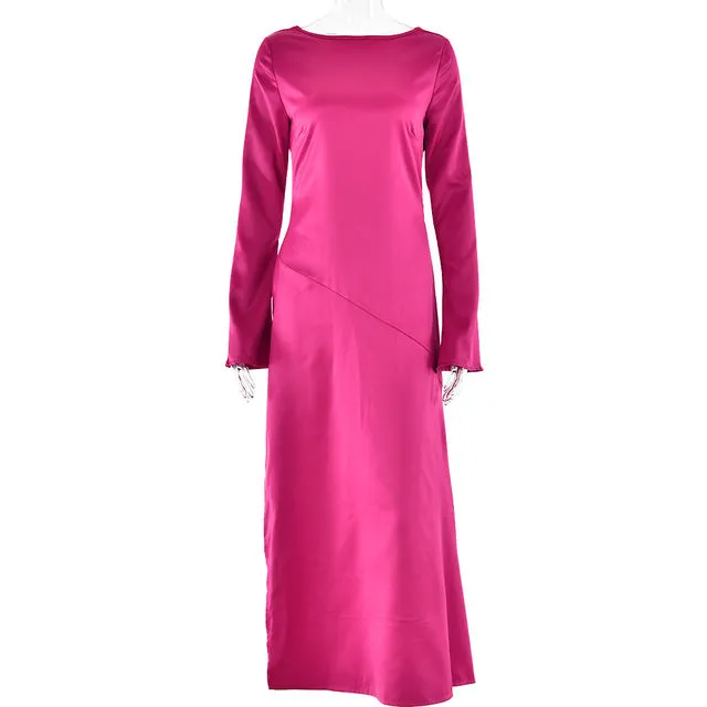 O-neck Long Sleeve Backless Split Birthday Party Dresses