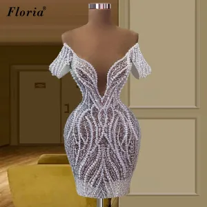 Off Shoulder Pearl Vintage Dress Robe De Bal