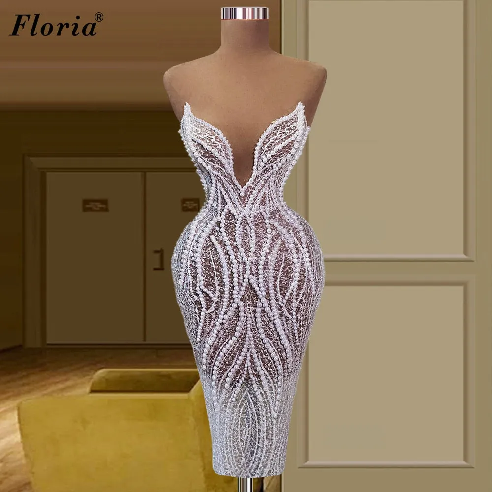 Off Shoulder Pearl Vintage Dress Robe De Bal