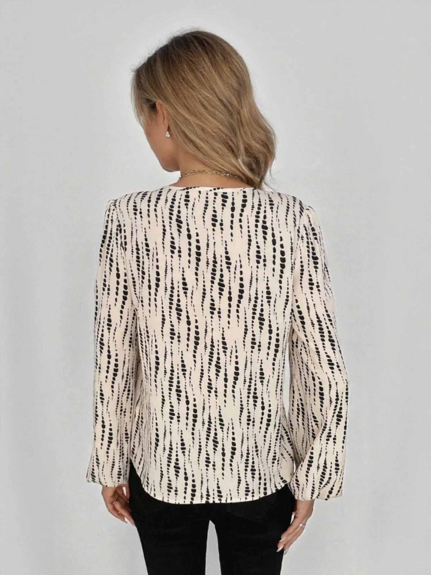 Off White Abstarct Print V Neck Shirt