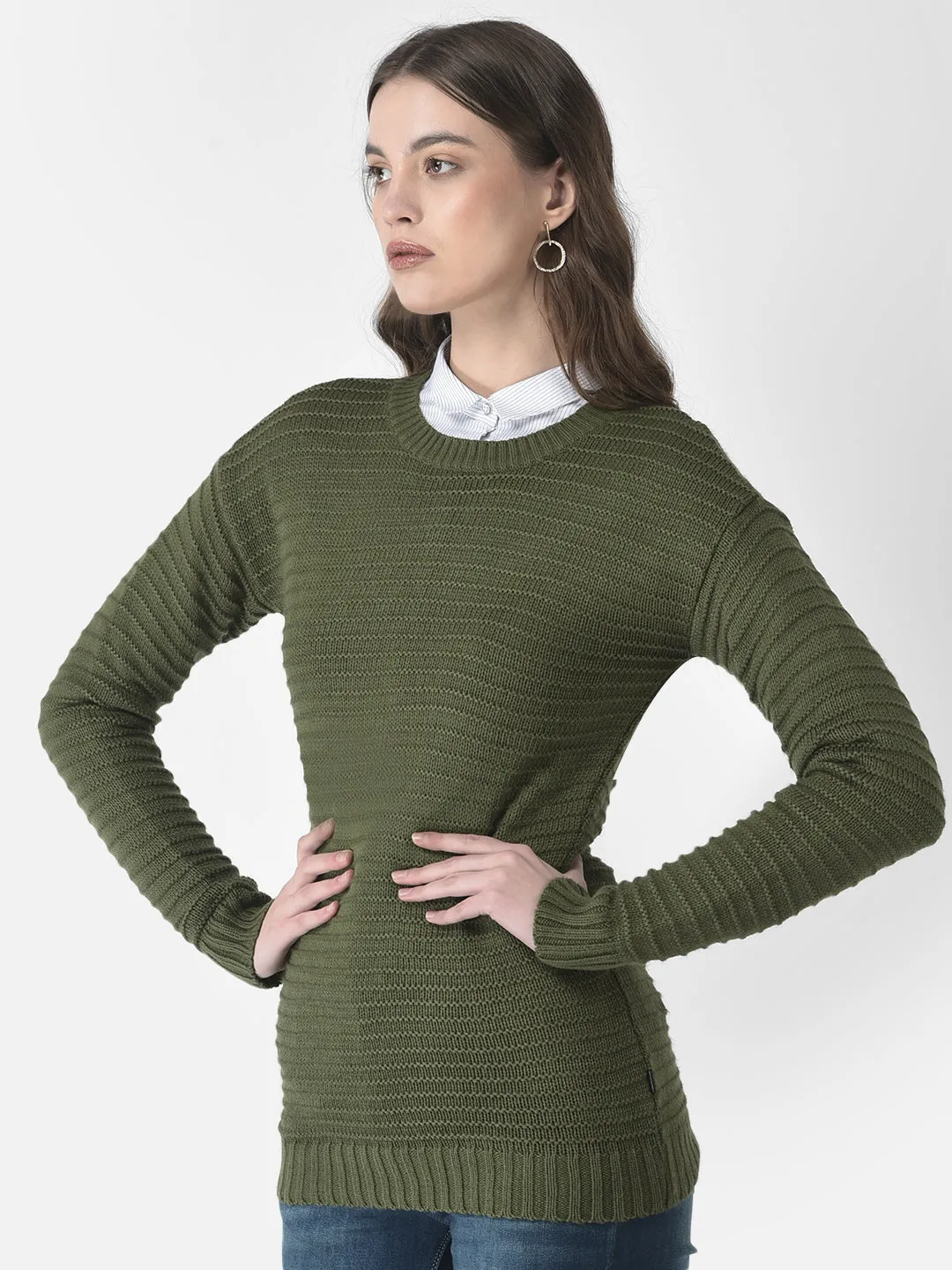 Olive Green Fitted Sweater