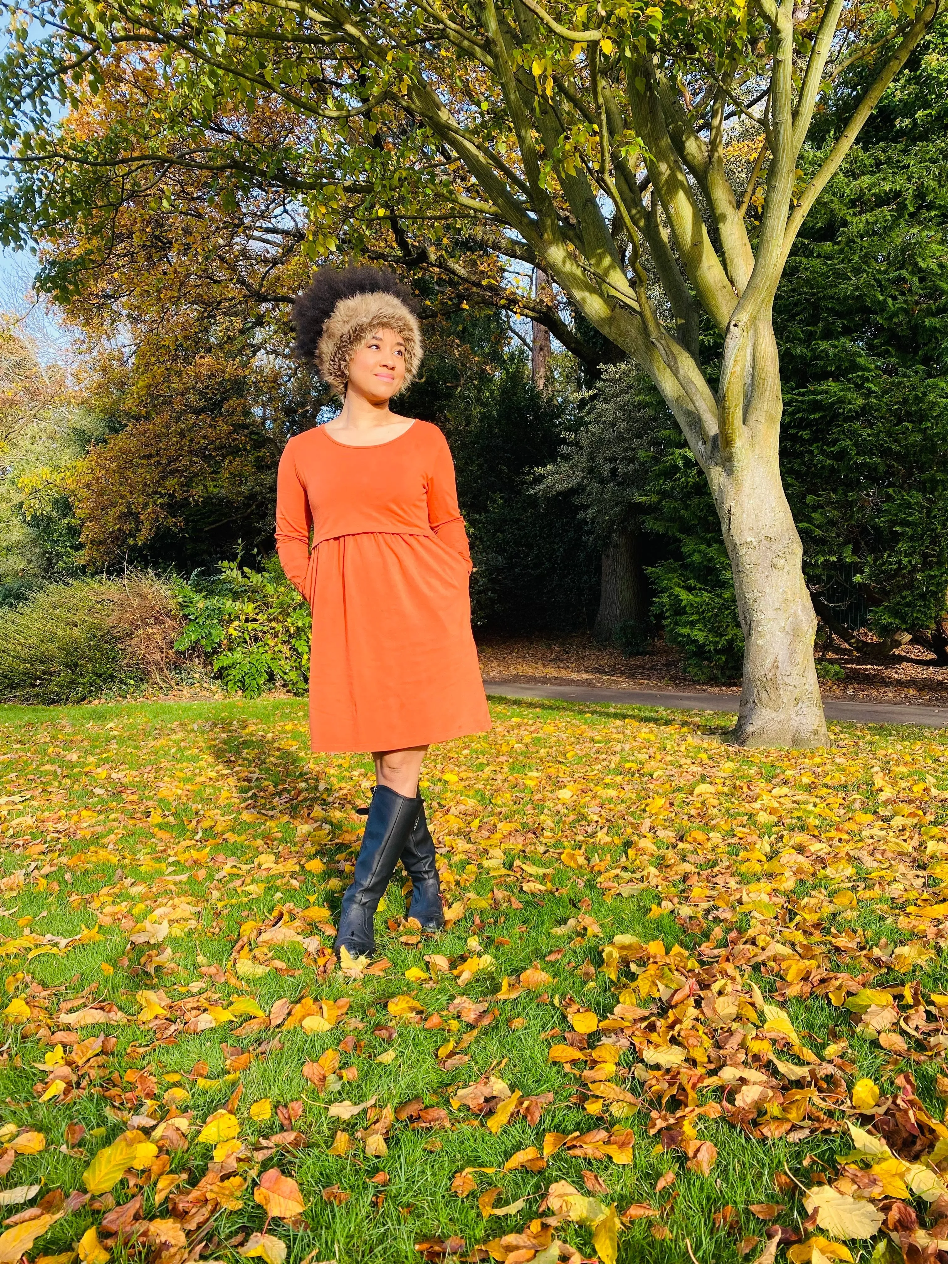 Orla Orange Breastfeeding Skater Dress