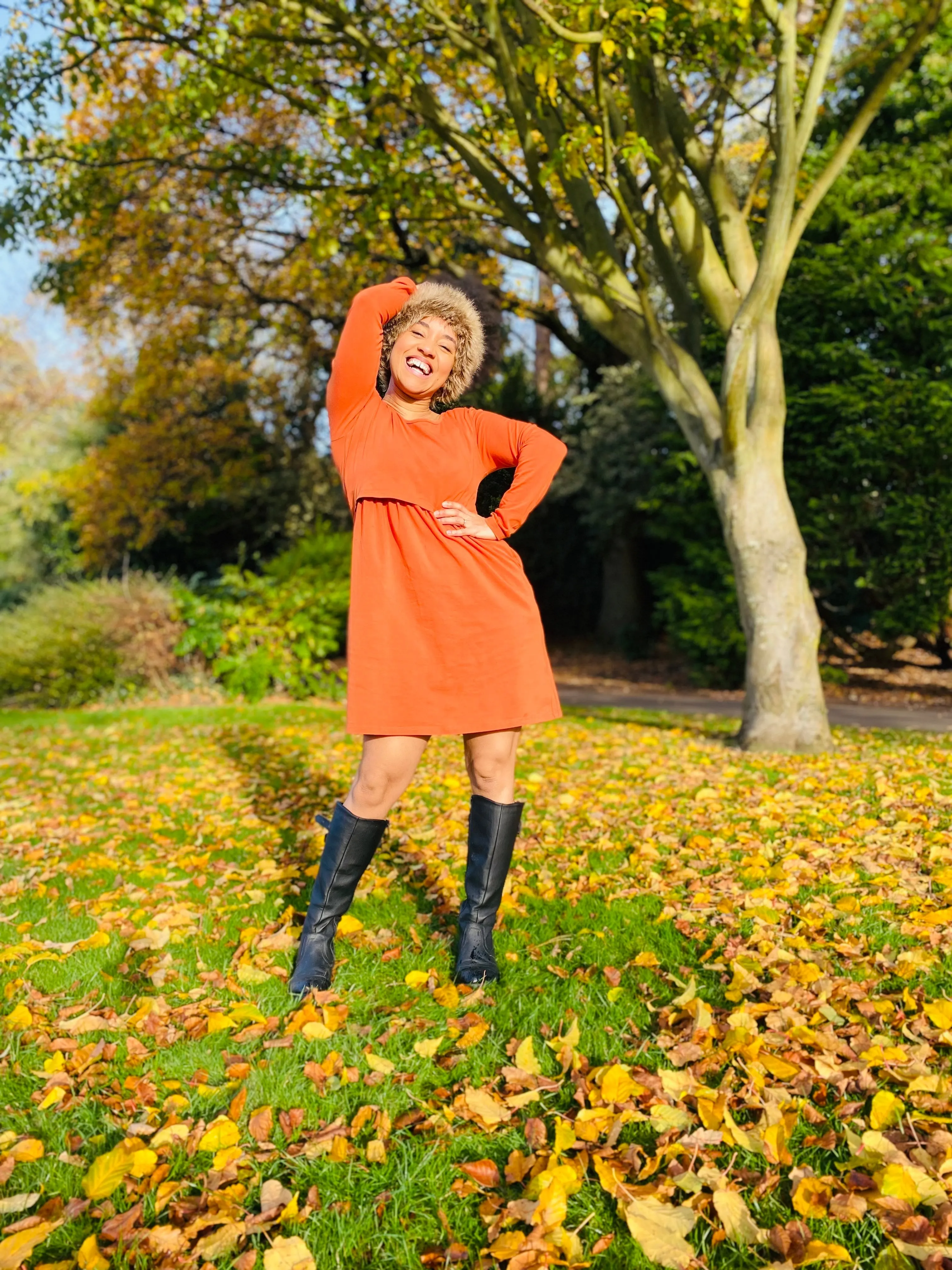 Orla Orange Breastfeeding Skater Dress